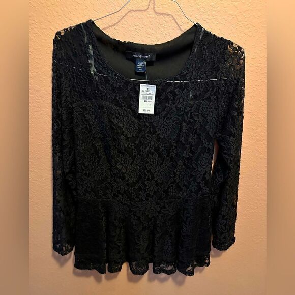 Ashley Stewart Black Lace top - Picture 1 of 9